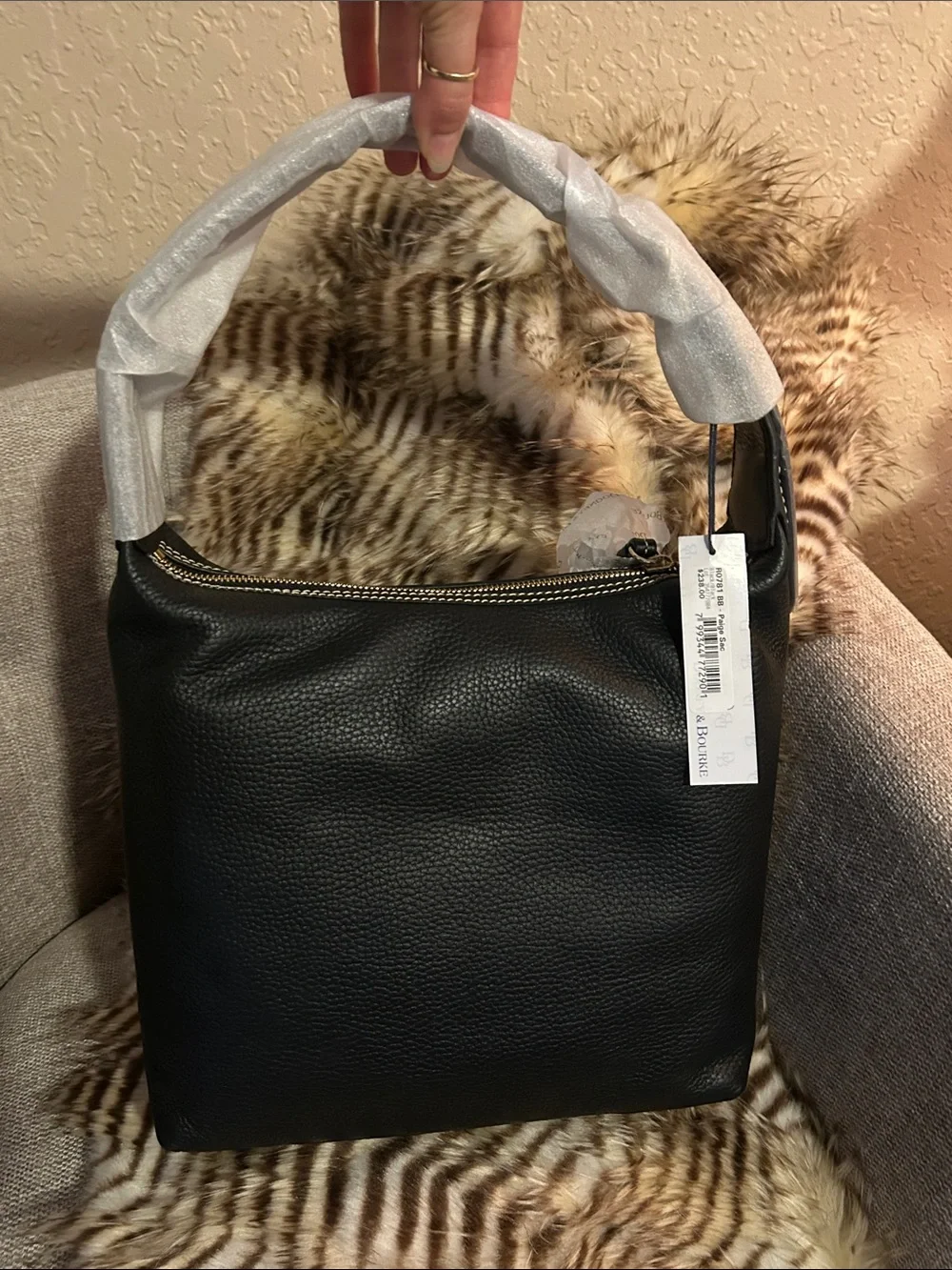 Dooney & Bourke Black Pebble Leather Shoulder Bag